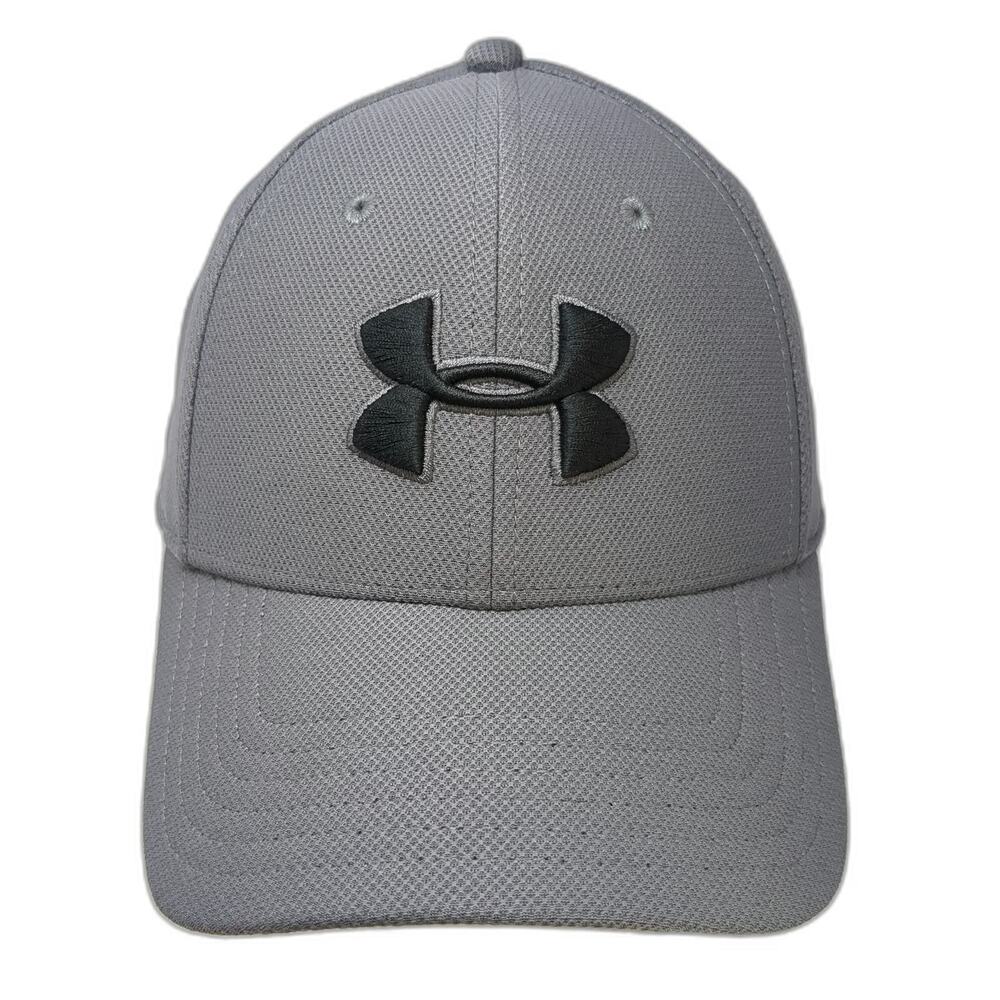 Under Armour Baseball Cap Gray XL Blitzing Stretch Fit Curved Bill Logo hat